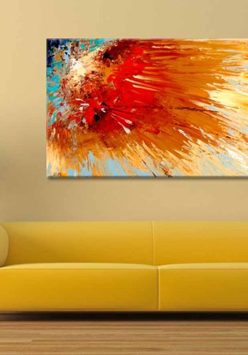 ARTGEIST Explosion billede - multifarvet bomuldslrred/akrylfarver (60x90)