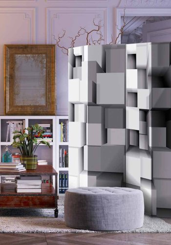 ARTGEIST Geometric Puzzle II rumdeler - hvid/gr print (172x225)