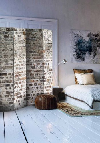 ARTGEIST Old Walls II rumdeler - brun/hvid print (172x225)