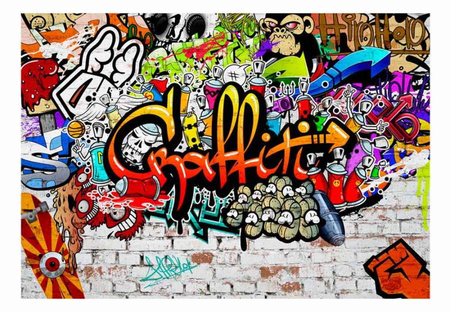 ARTGEIST Colorful Graffiti fototapet - multifarvet print (105x150)