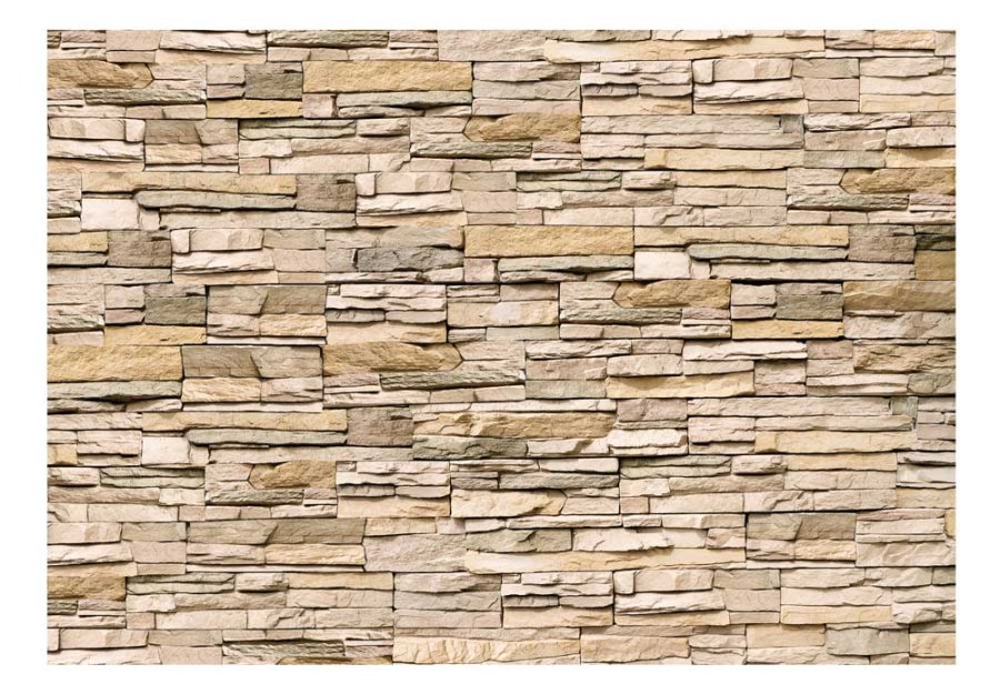 ARTGEIST Decorative Stone fototapet - creme/sennepsgul print (245x350)