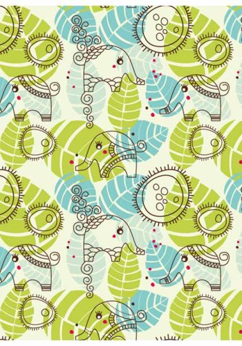 ARTGEIST Elephants fototapet til brn - grn/bl/creme print (231x300)