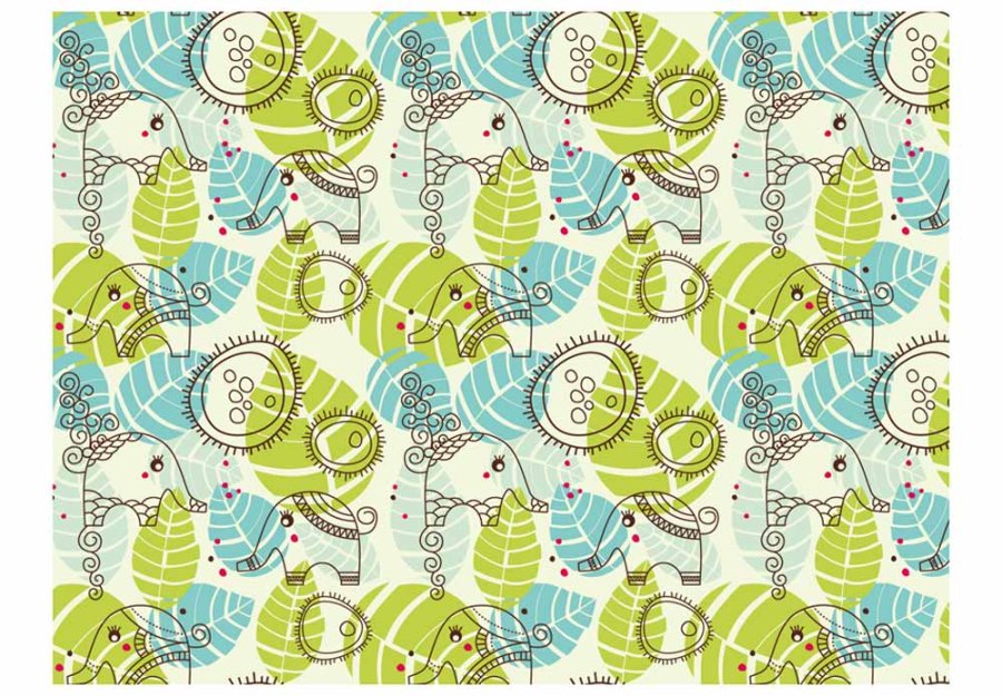 ARTGEIST Elephants fototapet til brn - grn/bl/creme print (231x300)