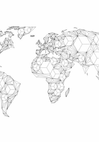 ARTGEIST Map of the World white solids fototapet - hvid/sort print (270x350)