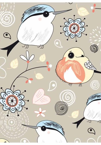 ARTGEIST Naturlig mnster med fugle fototapet - multifarvet print (231x300)
