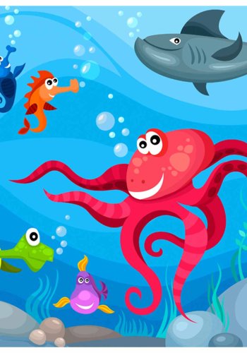 ARTGEIST Octopus and shark fototapet til brn - multifarvet print (231x300)