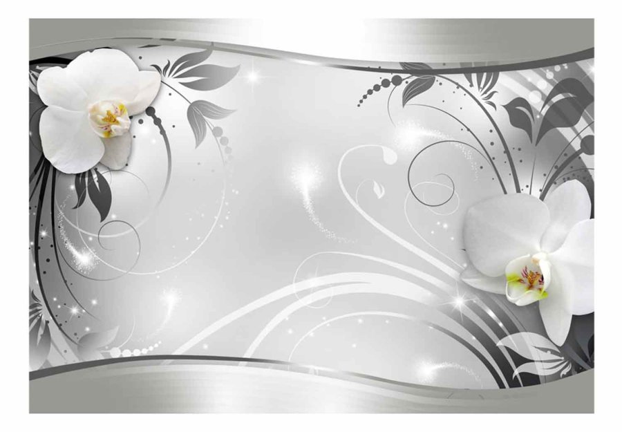 ARTGEIST Silver Abstract fototapet - slv/hvid/gr print (105x150)