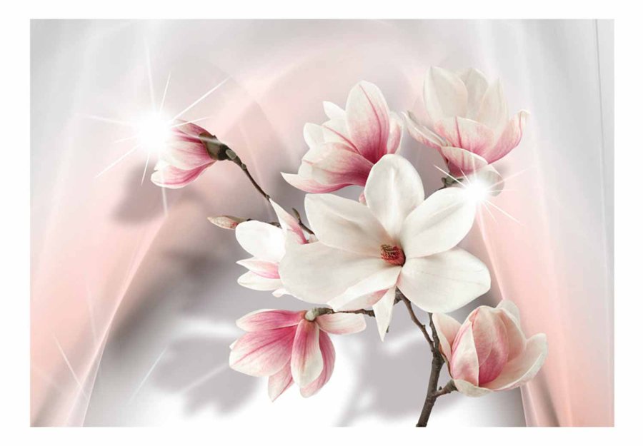 ARTGEIST White magnolias fototapet - hvid/lyserd/gr print (105x150)