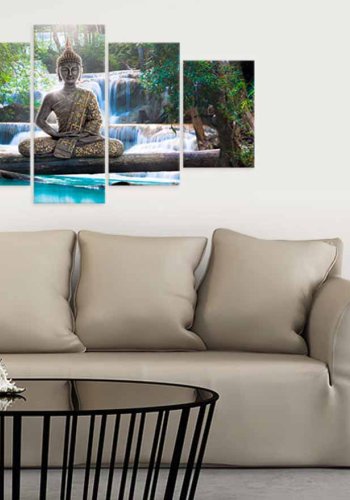 ARTGEIST Buddha and waterfall billede - multifarvet print (100x200)