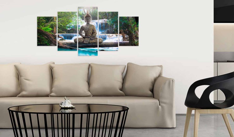 ARTGEIST Buddha and waterfall billede - multifarvet print (100x200)