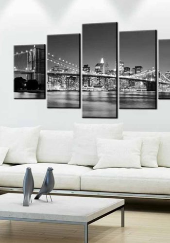 ARTGEIST Drmmen om New York billede - sort/gr/hvid print (50x100)
