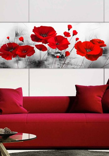 ARTGEIST Grey Garden billede - gr/rd print (50x150)