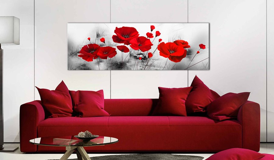 ARTGEIST Grey Garden billede - gr/rd print (50x150)