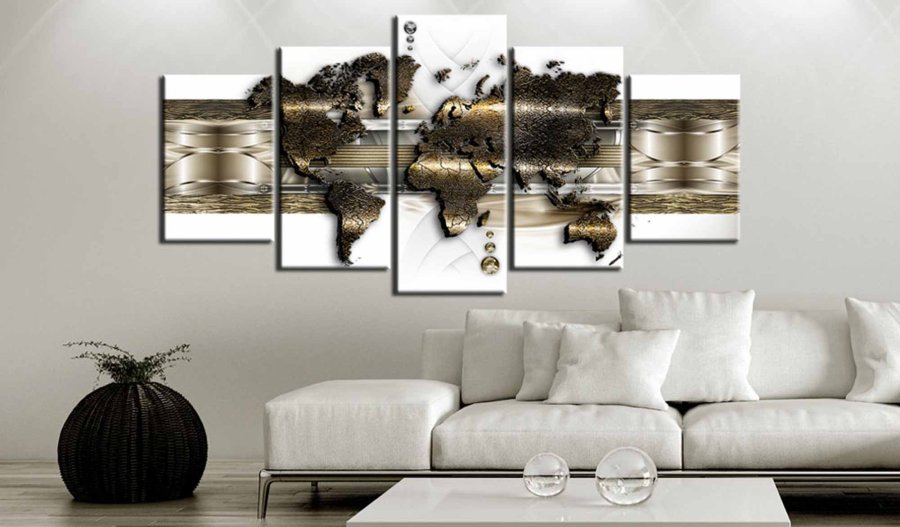 ARTGEIST Metalic World billede - hvid, guld, bronze print, 2 strrelser