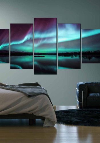 ARTGEIST Night Light II billede - turkis/sort/lilla print (50x100)