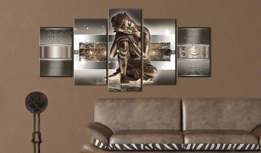 ARTGEIST Sleeping Buddha billede - guld/slv/bronze print, 2 strrelser