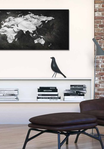 ARTGEIST Two-coloured verdenskort billede - hvid/sort print, 3 strrelser