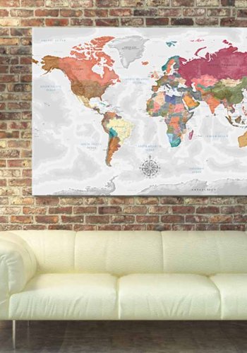 ARTGEIST Travel Around the World verdenskort billede - multifarvet print p kork, 2 strrelser