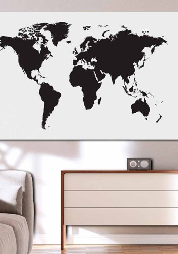 ARTGEIST Black & White Elegance verdenskort billede - hvid/sort print p kork (80x120)