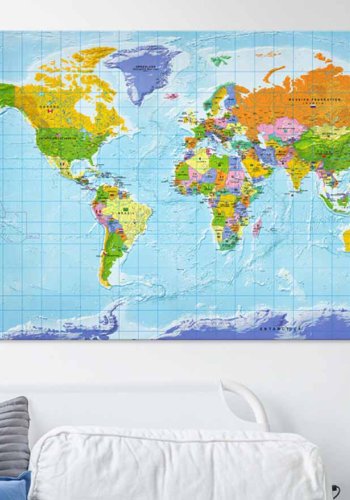 ARTGEIST Countries Flags verdenskort billede - multifarvet print p kork, 2 strrelser