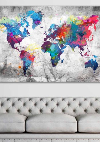 ARTGEIST Grey Style verdenskort billede - multifarvet print p kork, 2 strrelser