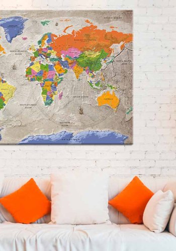 ARTGEIST Retro Style verdenskort billede - multifarvet print p kork, 2 strrelser