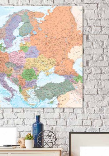 ARTGEIST Politisk Europakort billede - multifarvet print p kork, 2 strrelser