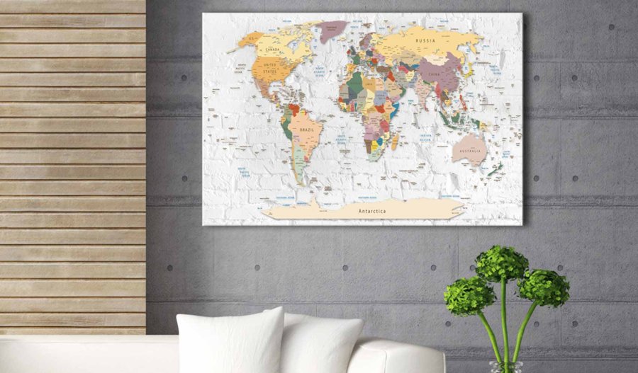 ARTGEIST World's Walls verdenskort billede - multifarvet print p kork (60x90)
