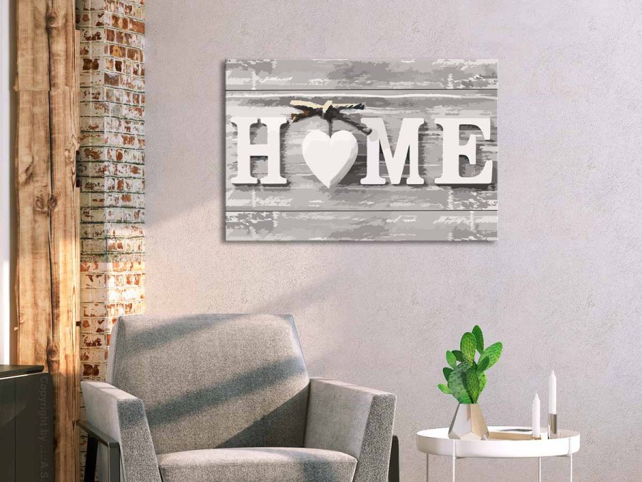 ARTGEIST DIY Home Letters maleri - hvidt lrred, inkl. maling og 2 pensler (40x60)