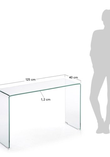 KAVE HOME Burano konsolbord, rektangulrt - klar glas (125x40)