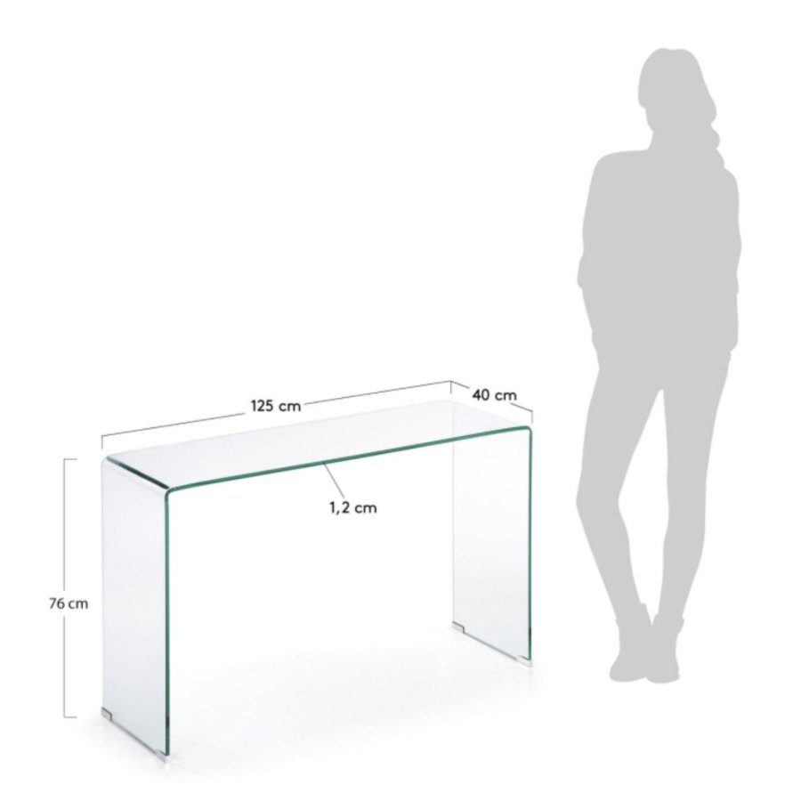 KAVE HOME Burano konsolbord, rektangulrt - klar glas (125x40)