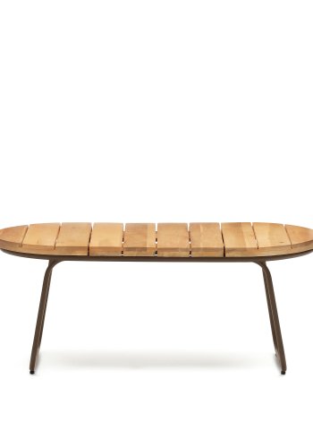 KAVE HOME Salguer havebord, oval - natur akacietr og brunt stl (100x50)