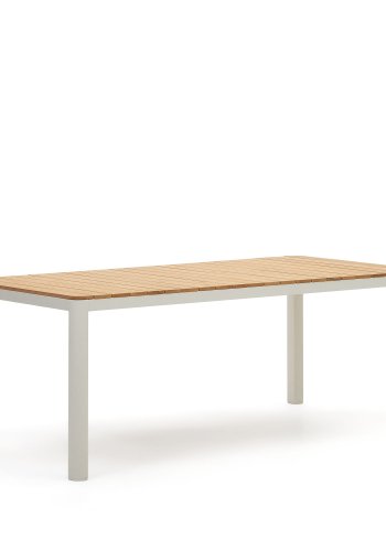 KAVE HOME Bona havebord, rektangulr - natur teaktr og hvid aluminium (200x100)