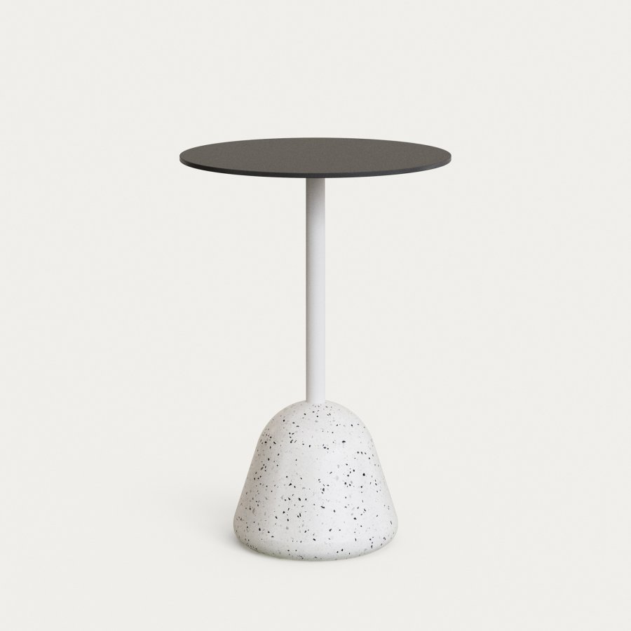 KAVE HOME Tiaret hjt barbord med hvid terrazzo bund og sort plade Ã˜68 x 97 cm