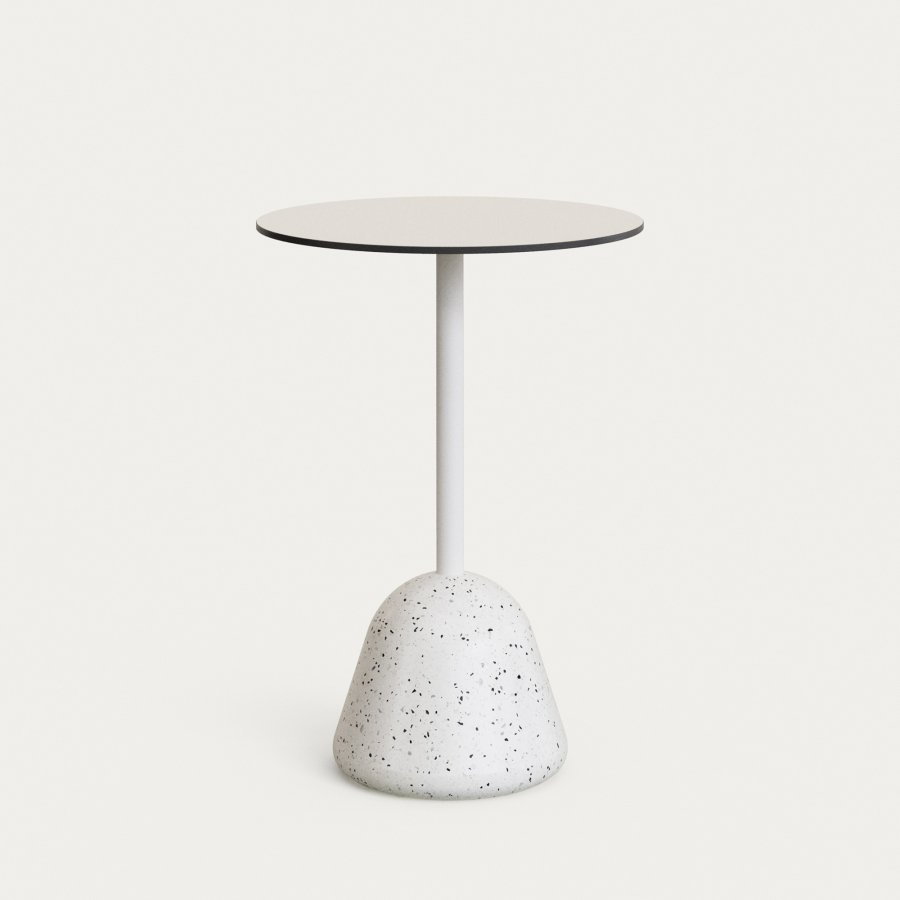 KAVE HOME Tiaret hjt barbord med hvid terrazzo bund og hvid plade Ã˜68 x 97 cm