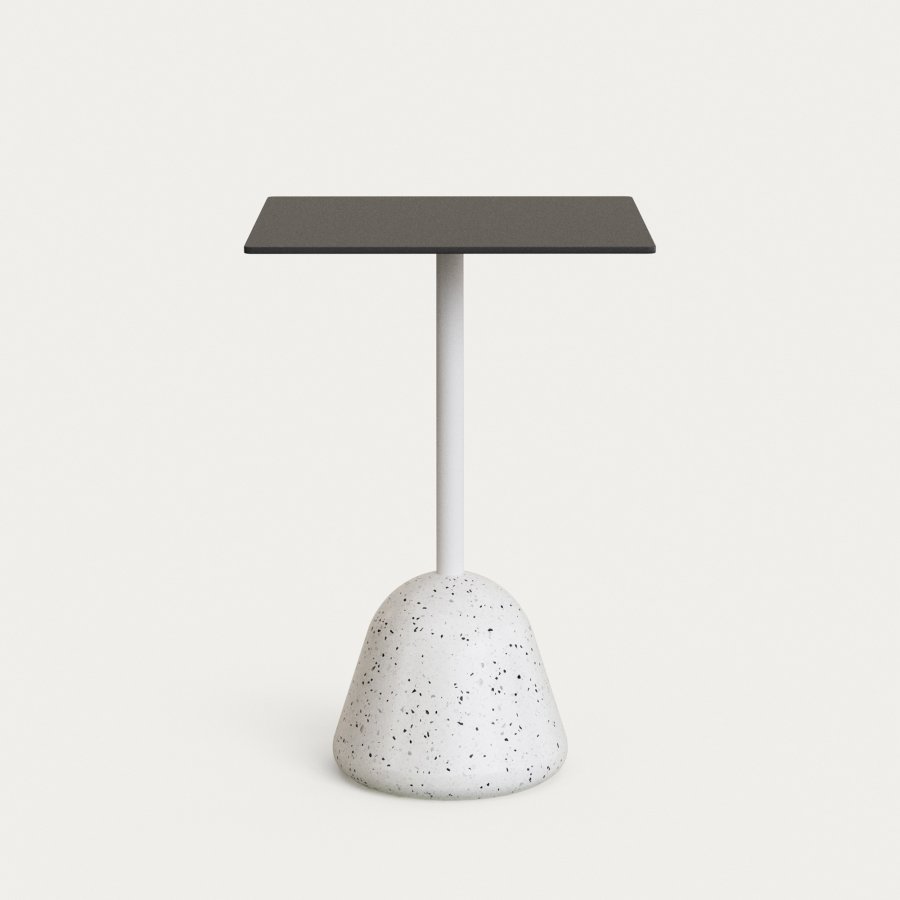 KAVE HOME Tiaret hjt barbord med hvid terrazzo bund og sort plade 68x68 x 97 cm