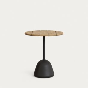 KAVE HOME Saura bord med akacieplade, naturlig finish og sort cementbund Ã˜70x75 cm