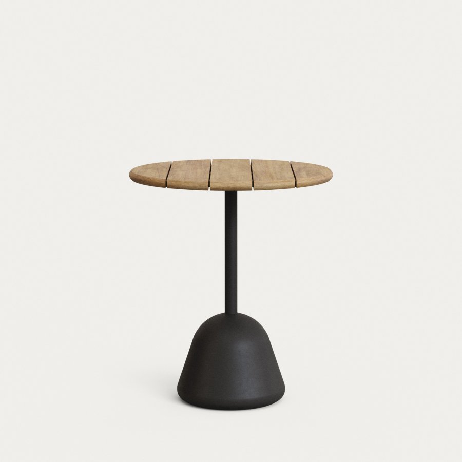 KAVE HOME Saura bord med akacieplade, naturlig finish og sort cementbund Ã˜70x75 cm