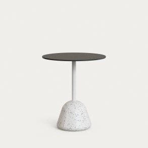 KAVE HOME Tiaret bord med sort plade og hvid terrazzo understel Ã˜68x73 cm