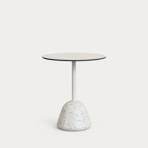 KAVE HOME Tiaret bord med hvid plade og hvid terrazzo bund Ã˜68x73 cm