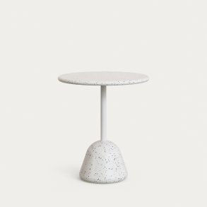 KAVE HOME Saura Bord i hvid terrazzo med hvid terrazzo plade, 75 x Ã˜70