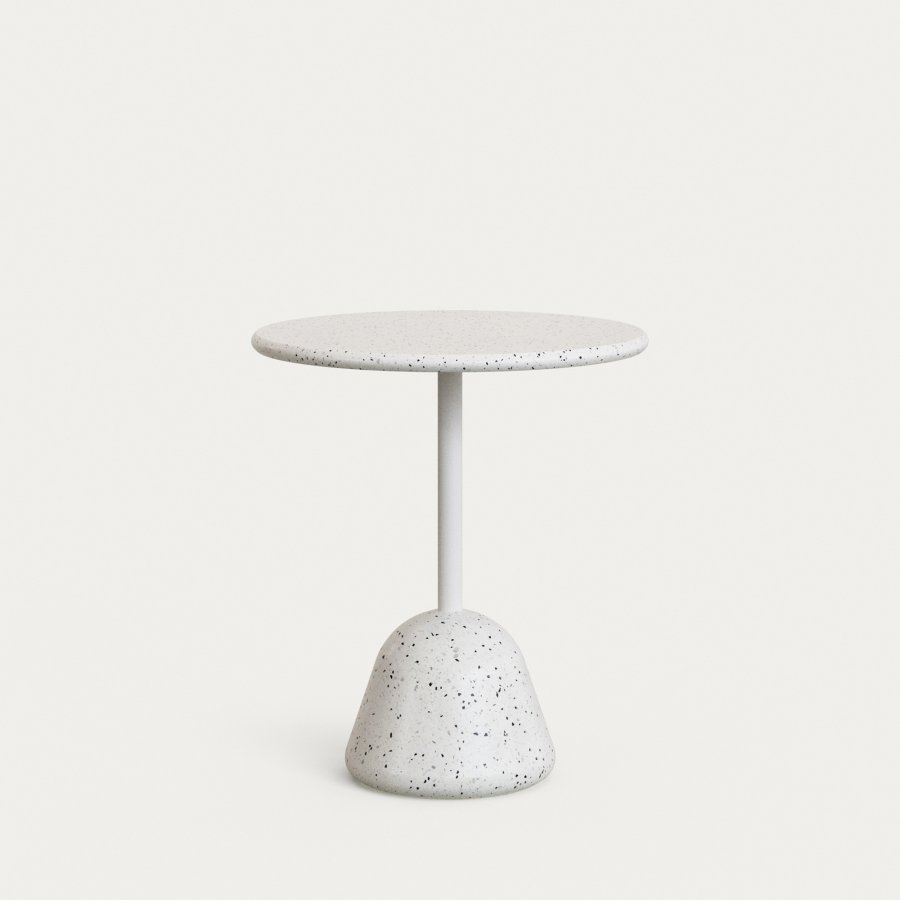 KAVE HOME Saura Bord i hvid terrazzo med hvid terrazzo plade, 75 x Ã˜70