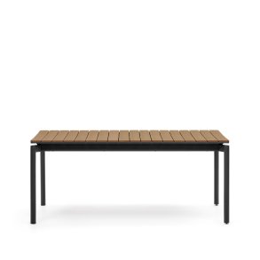 KAVE HOME Canyelles havebord, m. tillgsplade - brun polywood og mat sort aluminium (180(240)x100)