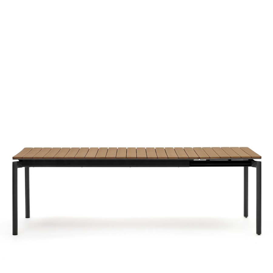 KAVE HOME Canyelles havebord, m. tillgsplade - brun polywood og mat sort aluminium (180(240)x100)