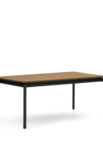KAVE HOME Canyelles havebord, m. tillgsplade - brun polywood og mat sort aluminium (180(240)x100)