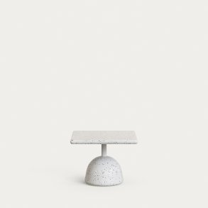 KAVE HOME Saura sofabord i hvid terrazzo med hvid terrazzo plade 32 x 48 x 48