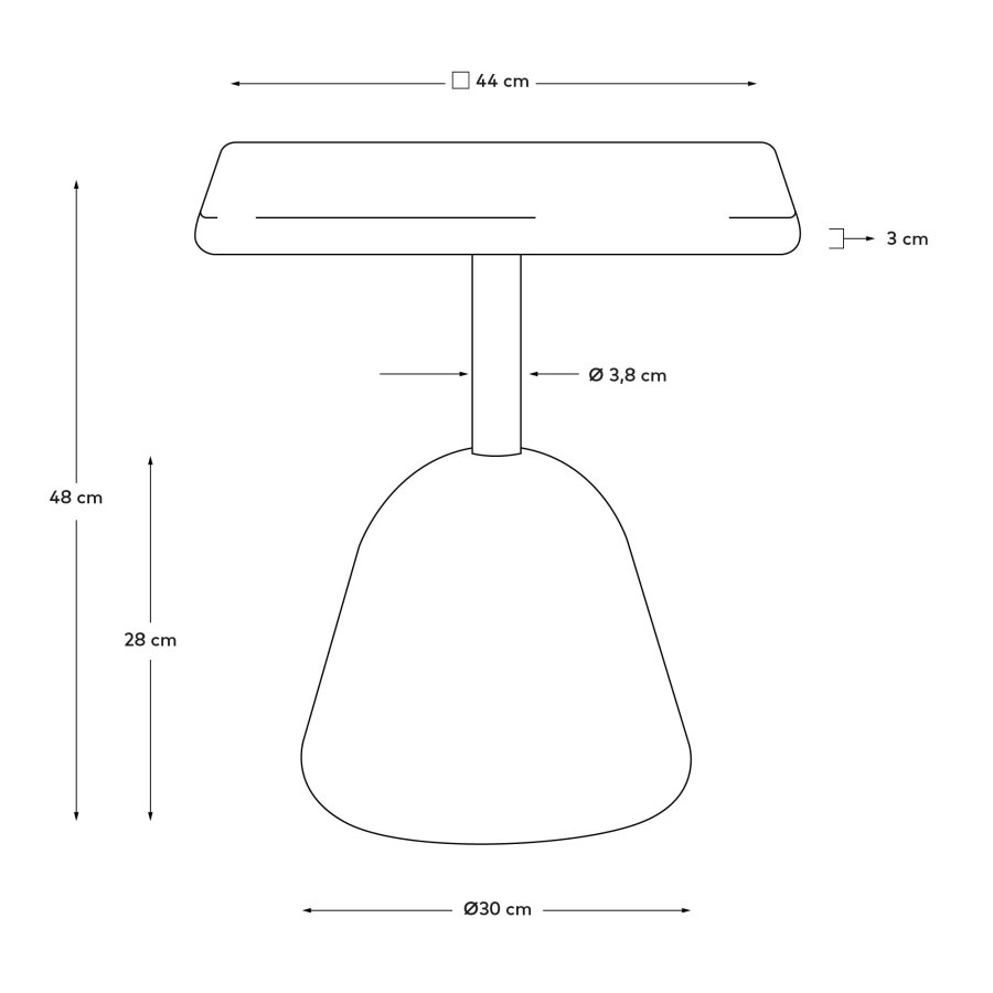 KAVE HOME Saura sofabord med hvid terrazzoplade og hvid terrazzobund 44x44x48cm