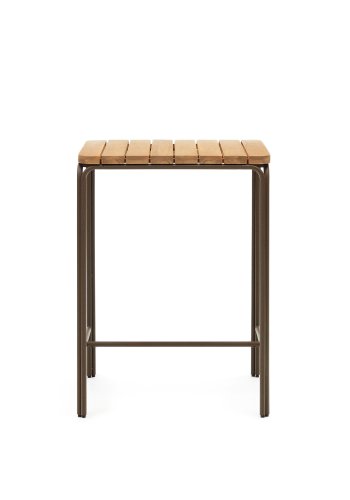 KAVE HOME Salguer udendrs barbord, kvadratisk - natur akacietr og brunt stl (70x70)