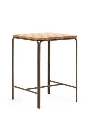 KAVE HOME Salguer udendrs barbord, kvadratisk - natur akacietr og brunt stl (70x70)