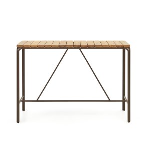 KAVE HOME Salguer udendrs barbord, rektangulr - natur akacietr og brunt stl (140x70)